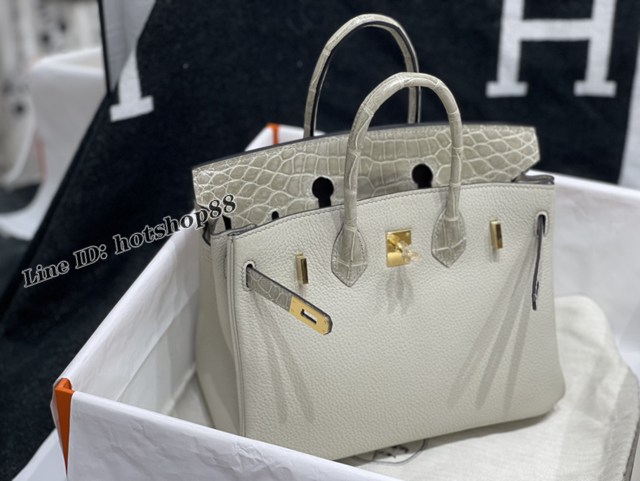 Hermes專櫃經典款鱷魚皮Birkin手提女包 愛馬仕Touch25togo皮搭配尼羅鱷純手工皮包 zhh1256